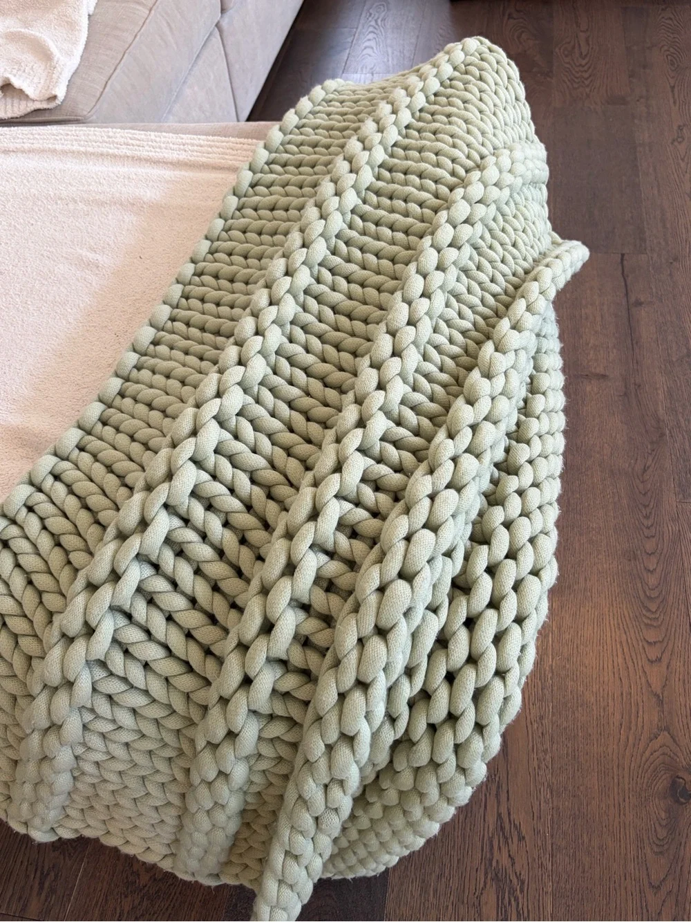 Pottery Barn Teen Chunky Knit Throw Blanket - Sage